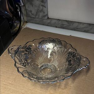 Elegant Clear Glass Bowl with Floral Design